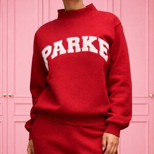 Parke OG Classic Crew Neck School Style | Deep Red with Peony-Colored Letters 🎒